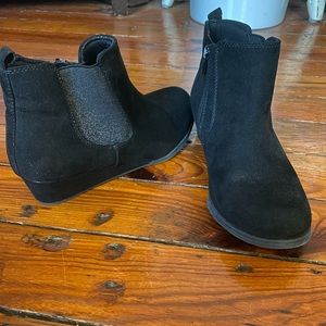 Harper Canyon Black Wedge Ankle Booties with Glitter Size 5 Kids Womens Size 7